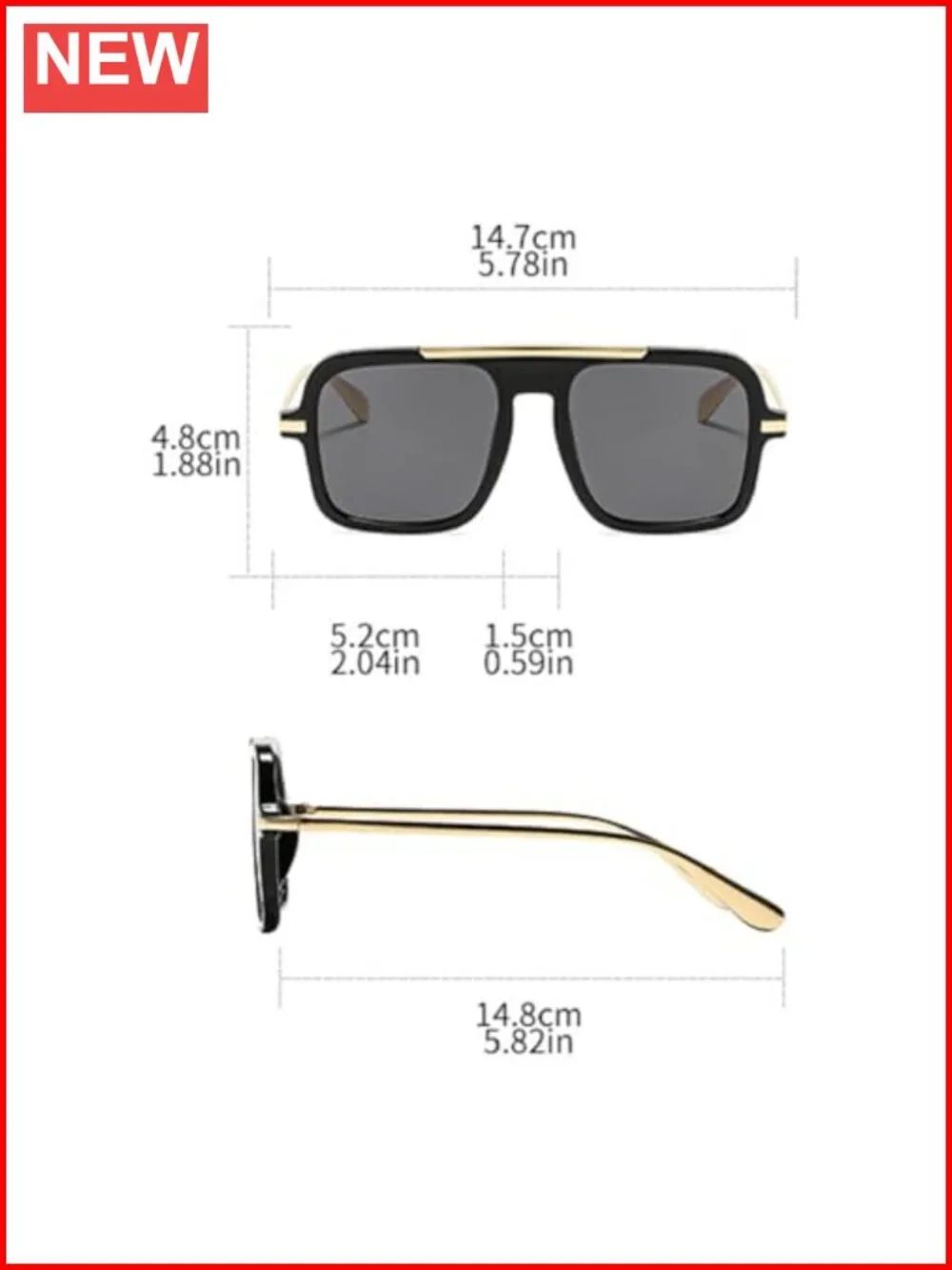 Vintage Oversized Pilot Square Sunglasses UV400 for Women Men